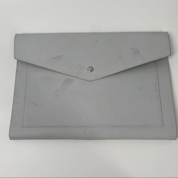 Glass Ladder & Co Light Grey Megan Vegan Leather Portfolio Clutch Tech Organizer - Picture 3 of 7